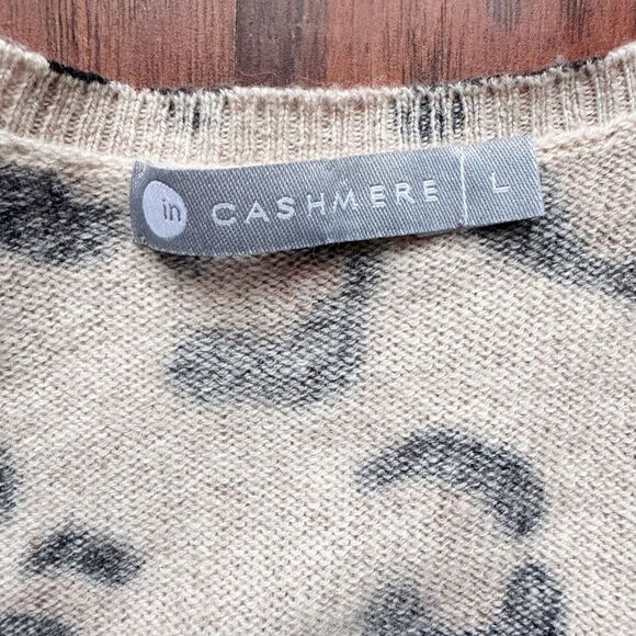 Incashmere 100% Cashmere Cardigan Sweater Cheetah Print Sz L Mob Wife Old Money - Picture 7 of 15